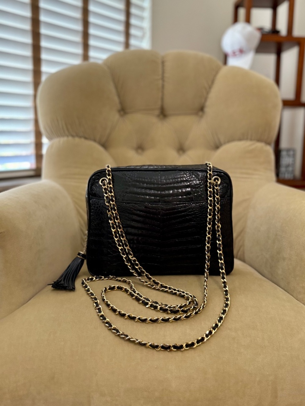 VTG Auth LUC BENOIT Genuine Crocodile Black Crossbody Shoulder Bag...GORGEOUS!